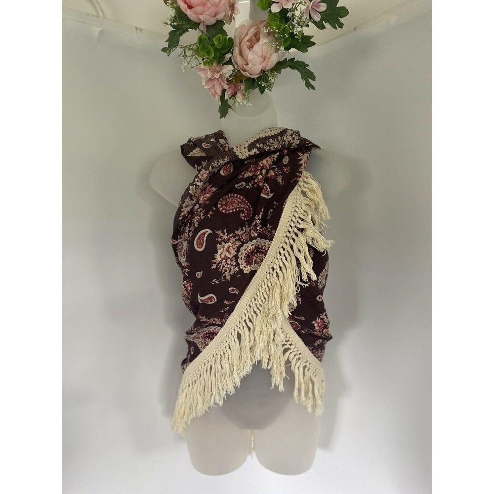 VTG Boho Oversized 38" X 26" Shawl Scarf Wrap - Picture 12 of 12